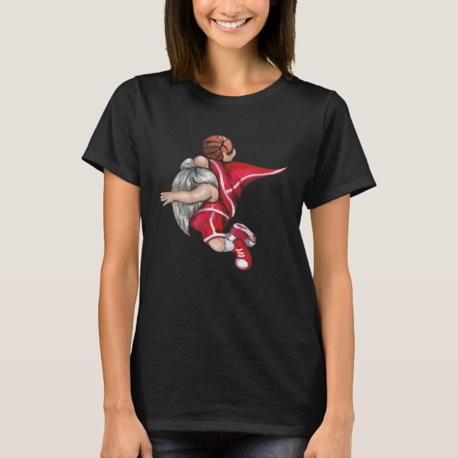 Basketball Gnome Buffalo Plaid Matching Family Chr T-Shirt (Vorderseite)