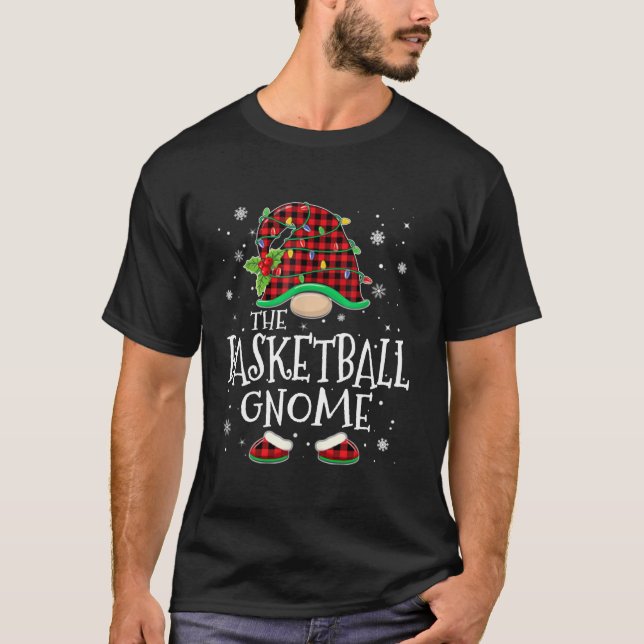 Basketball Gnome Red Plaid Matching Family Christm T-Shirt (Vorderseite)