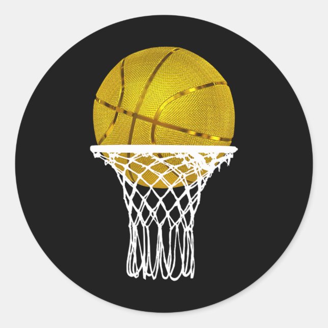 Basketball Gold Bball Trophäe Sport Lover Geschenk Runder Aufkleber (Vorderseite)