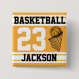 Basketball-Gold u. Text der Weiß-Streifen- DIY Button