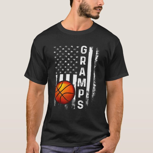 Basketball Gramps American Flag Weihnachten T-Shirt (Vorderseite)