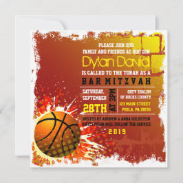 BASKETBALL GRUNGE Bar Mitzvah Einladung