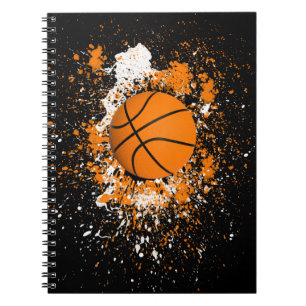Basketball Grunge Farbspritzer Orange Schwarz Cool Notizblock