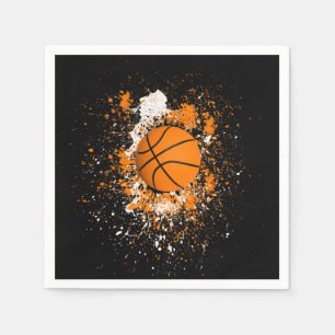 Basketball Grunge Paint Spritzer Orange Black Serviette