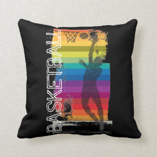 Basketball Grunge Regenbogen Illustration Black Kissen