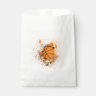 Basketball Grunge Splatter Orange Schwarz Party Geschenktütchen