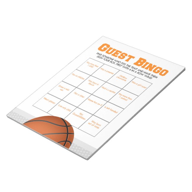 Basketball Guest Bingo Baby Showroom Notizblock (angewinkelt)