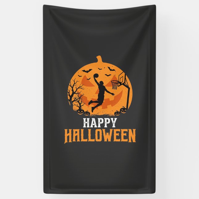 Basketball Halloween Dunk Kürbis Design_1 Banner (Vertikal)