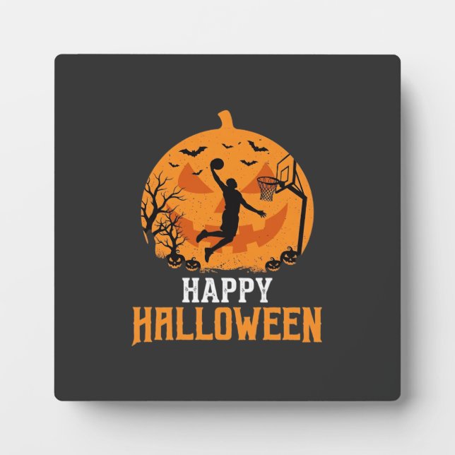 Basketball Halloween Dunk Kürbis Design_1 Fotoplatte (Vorderseite)