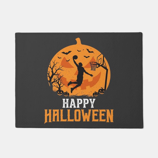 Basketball Halloween Dunk Kürbis Design_1 Fußmatte (Vorderseite)