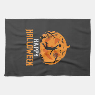 Basketball Halloween Dunk Kürbis Design_1 Geschirrtuch