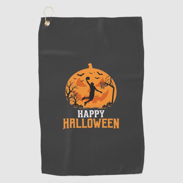 Basketball Halloween Dunk Kürbis Design_1 Golfhandtuch (Vorderseite)