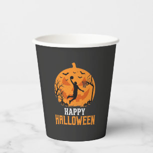 Basketball Halloween Dunk Kürbis Design_1 Pappbecher