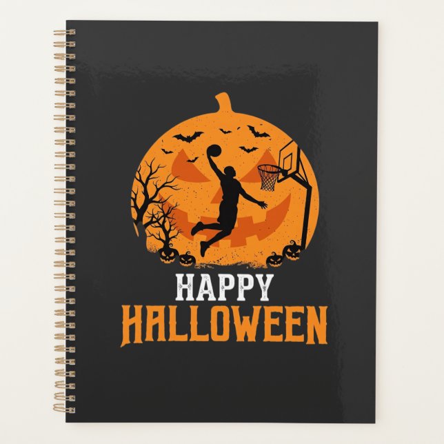 Basketball Halloween Dunk Kürbis Design_1 Planer (Vorderseite)