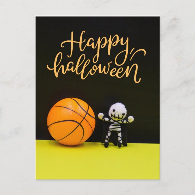 Basketball Halloween Kürbis Geist Spooky Beängstig Postkarte (Vorderseite)
