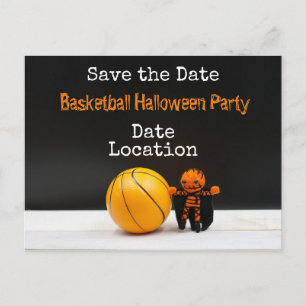Basketball-Halloween-Party Save the Date Postkarte