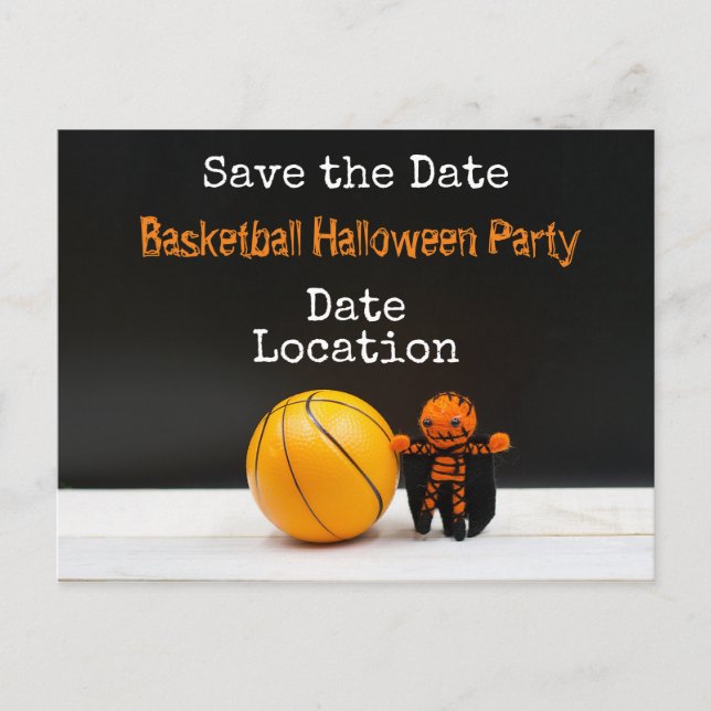 Basketball-Halloween-Party Save the Date Postkarte (Vorderseite)