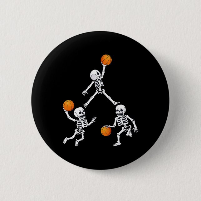 Basketball Halloween Skeleton Dunking Dribble Boys Button (Vorderseite)