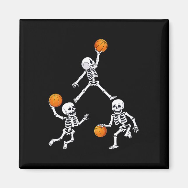 Basketball Halloween Skeleton Dunking Dribble Boys Magnet (Vorne)