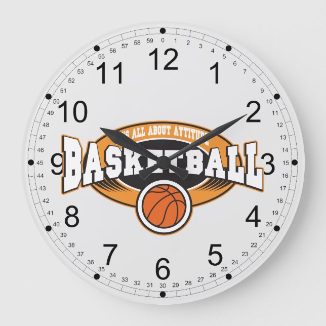Basketball-Haltung Große Wanduhr (Vorderseite)