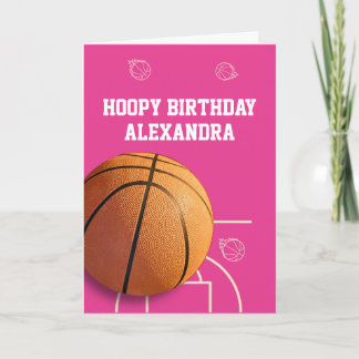 Basketball Happy Birthday Card Sports Funny Pink Karte