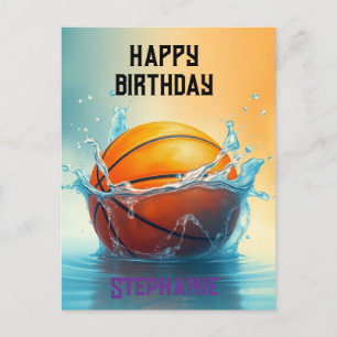 Basketball Happy Birthday Hitze Wasser Postkarte