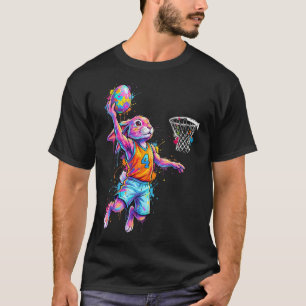 Basketball-Hase Ostern Farbige Cartoon-Hase T-Shirt