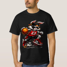 Basketball-Hasen-Straßenstyle-Grafik-T-Shirt