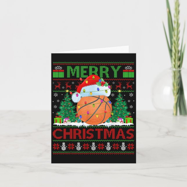 Basketball hässlicher Weihnachtspullover Srts Spie Karte (Vorderseite)