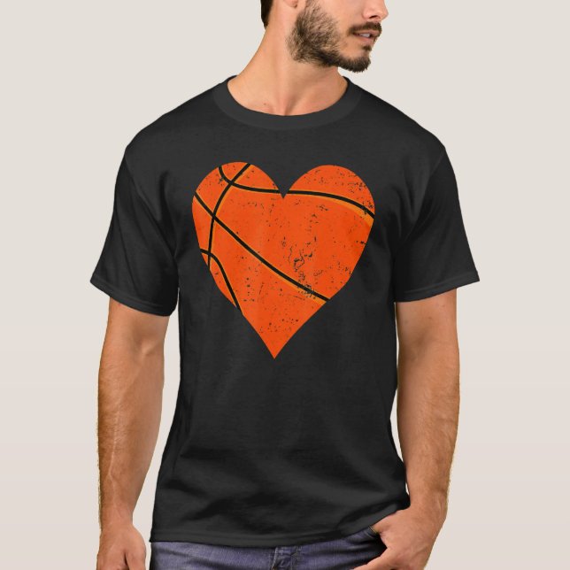 Basketball Heart Love Sport Player Coach Kids Vale T-Shirt (Vorderseite)