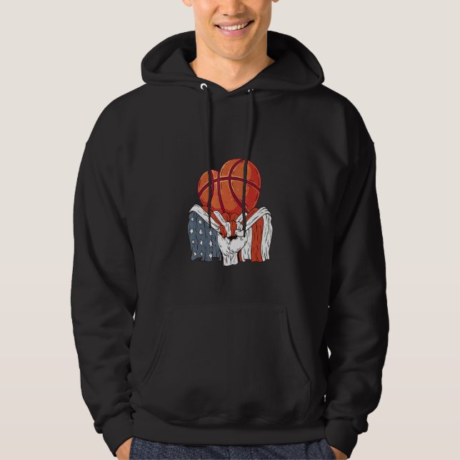 Basketball heart Player with American Flag Hoodie (Vorderseite)