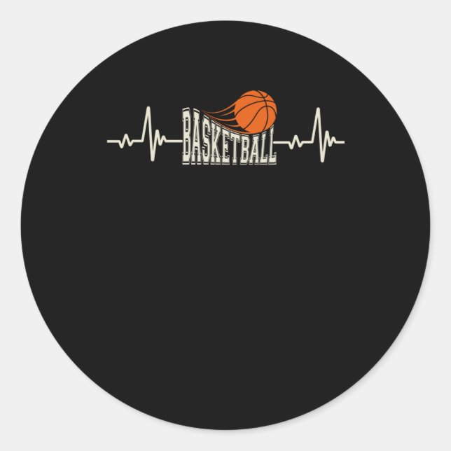 Basketball-Heartbeat 3 Runder Aufkleber (Vorderseite)