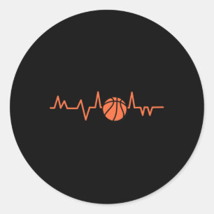 Basketball Heartbeat Ball 1 Runder Aufkleber
