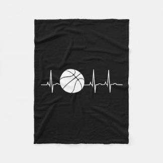 Basketball Heartbeat Ekg Basketballtrainer Fleecedecke
