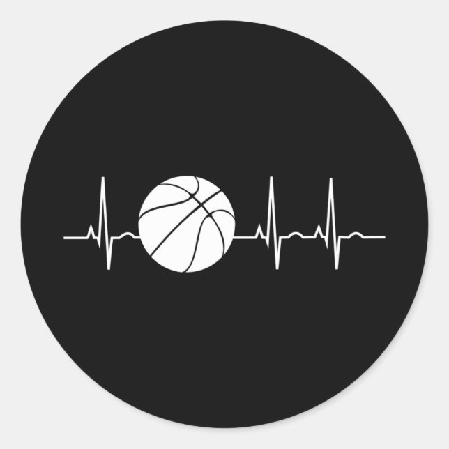 Basketball Heartbeat Ekg Basketballtrainer Runder Aufkleber (Vorderseite)