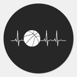 Basketball Heartbeat Ekg Basketballtrainer Runder Aufkleber