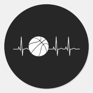 Basketball Heartbeat Ekg Basketballtrainer Runder Aufkleber
