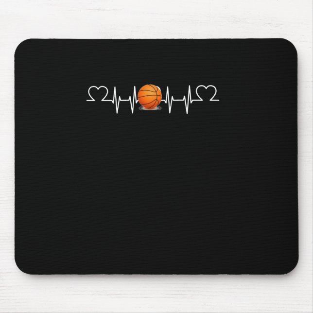Basketball Heartbeat Funny Basketball Lover Mousepad (Vorne)