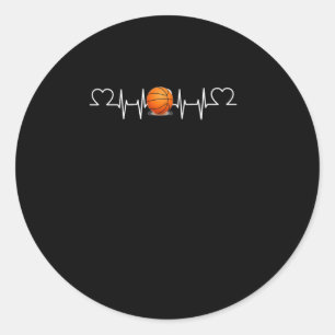 Basketball Heartbeat Funny Basketball Lover Runder Aufkleber