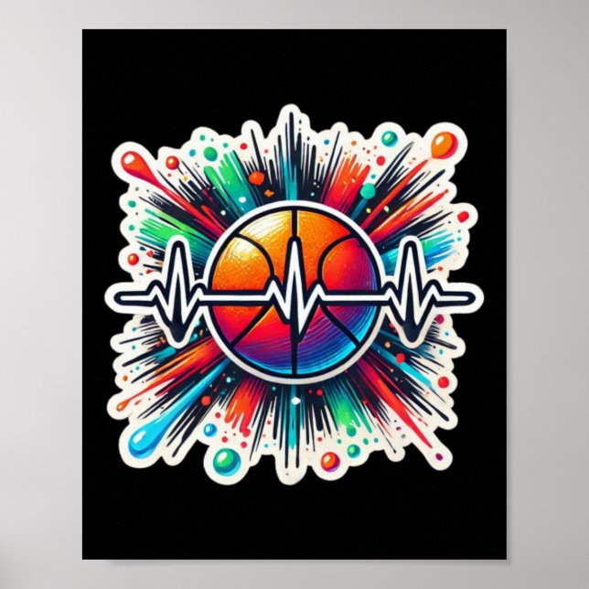 Basketball Heartbeat - Ideal für Sport Poster (Vorne)