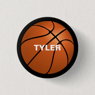 Basketball, Heimwerker-Name in Weiß, Schwarz Button