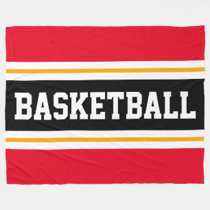 BASKETBALL Hellrot Schwarz Orange Rennstreifen Fleecedecke