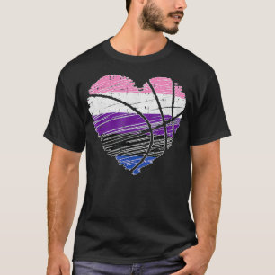 BasketBall Herz Genderfluid Prix Cool Sport LGBT T-Shirt