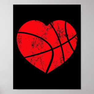 Basketball Herz Liebe Valentinstag Sport Player Poster