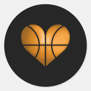 Basketball Herzdesign Funny Gift für Valentine Runder Aufkleber