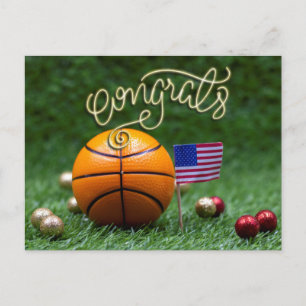 Basketball Herzlichen Glückwunsch zur Flagge Ameri Postkarte