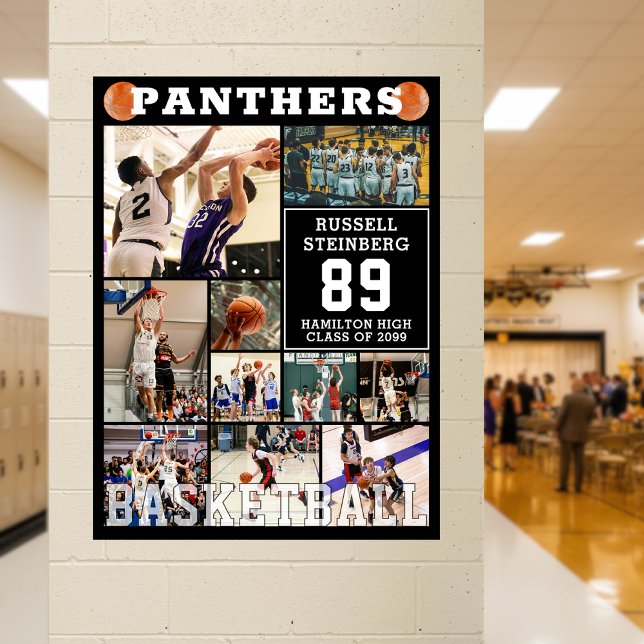 Basketball High School Senior Night Photo Collage Poster (Von Creator hochgeladen)