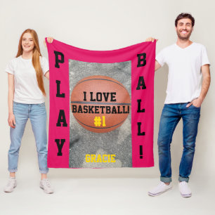 Basketball Himbeer Name Fleecedecke