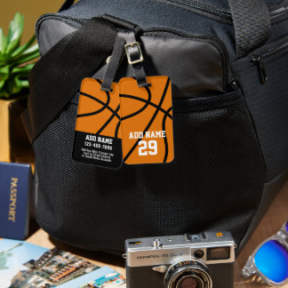 Basketball-Hintergrund mit Namen und Kontaktinform Gepäckanhänger