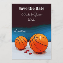 Basketball-Hochzeit mit Liebe auf blauem Hintergru
